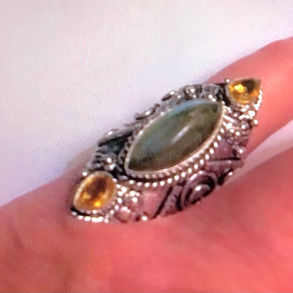 Labradorite Citrine 925 Sterling Silver Ring